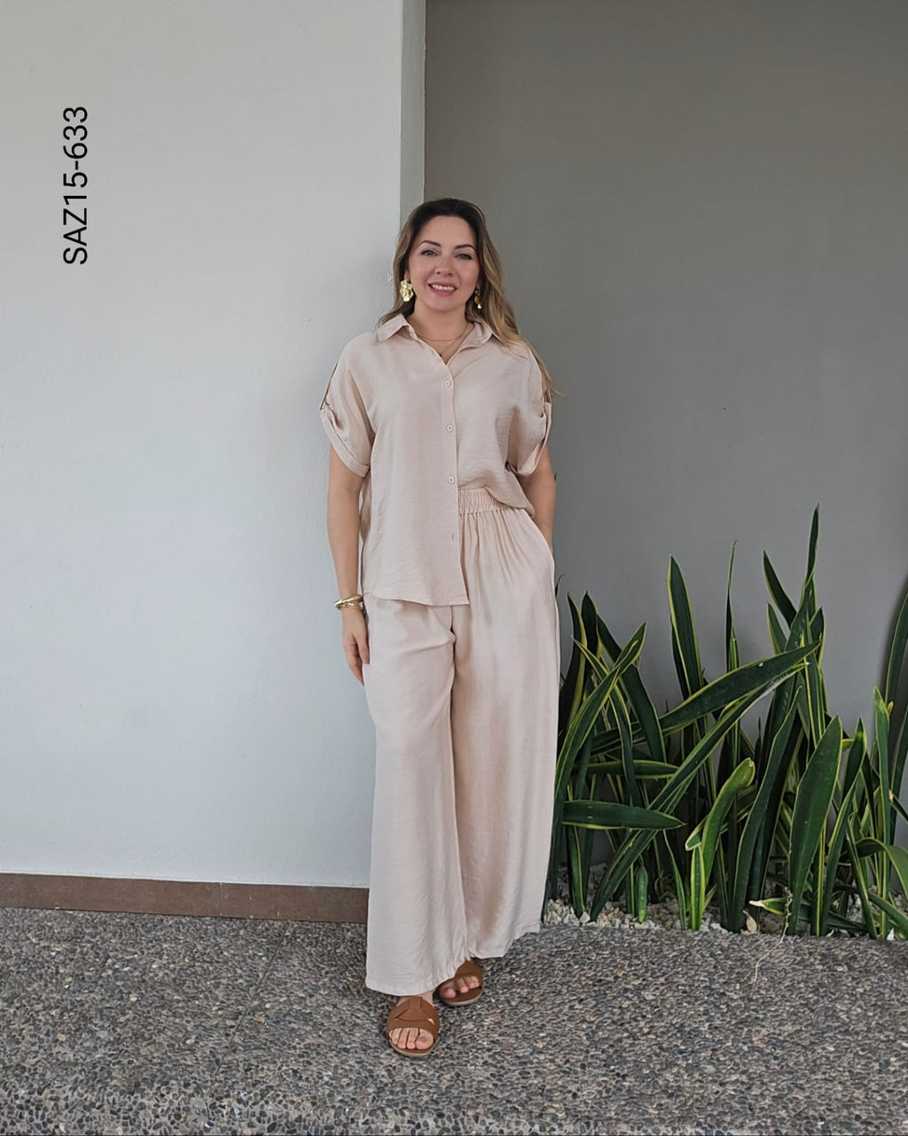Set blusa camisera y pantalon holgado O 633