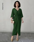 Vestido midi nudo drapeado en cintura  P 910