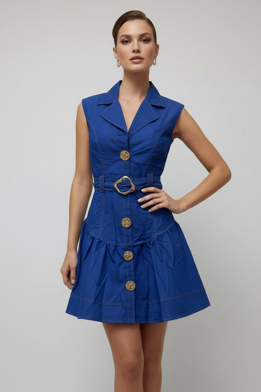 Vestido de mezclilla botones dorados  P 1376