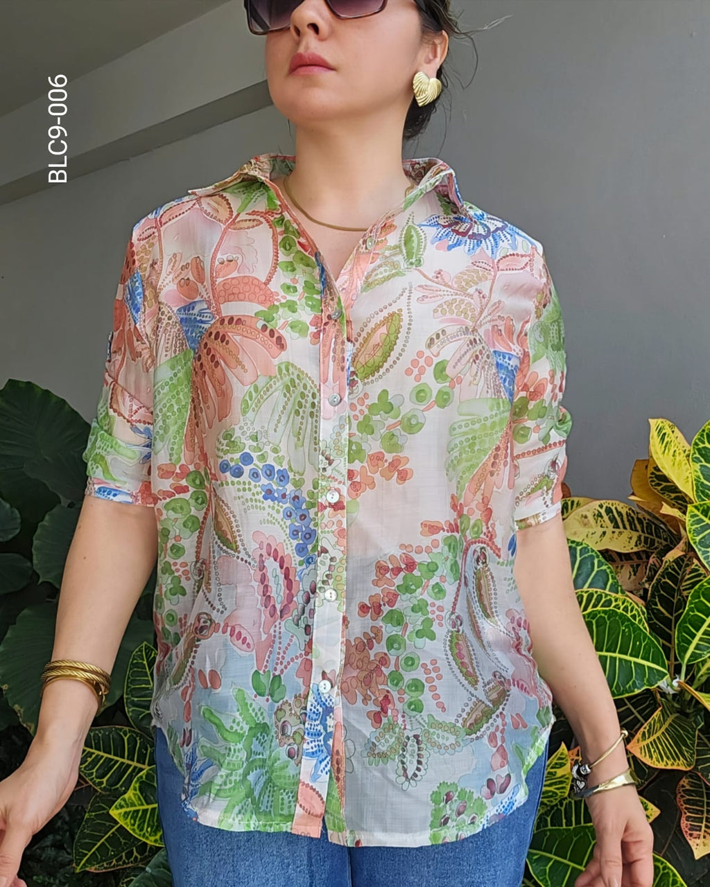 Blusa manga corta estampado floral I 006