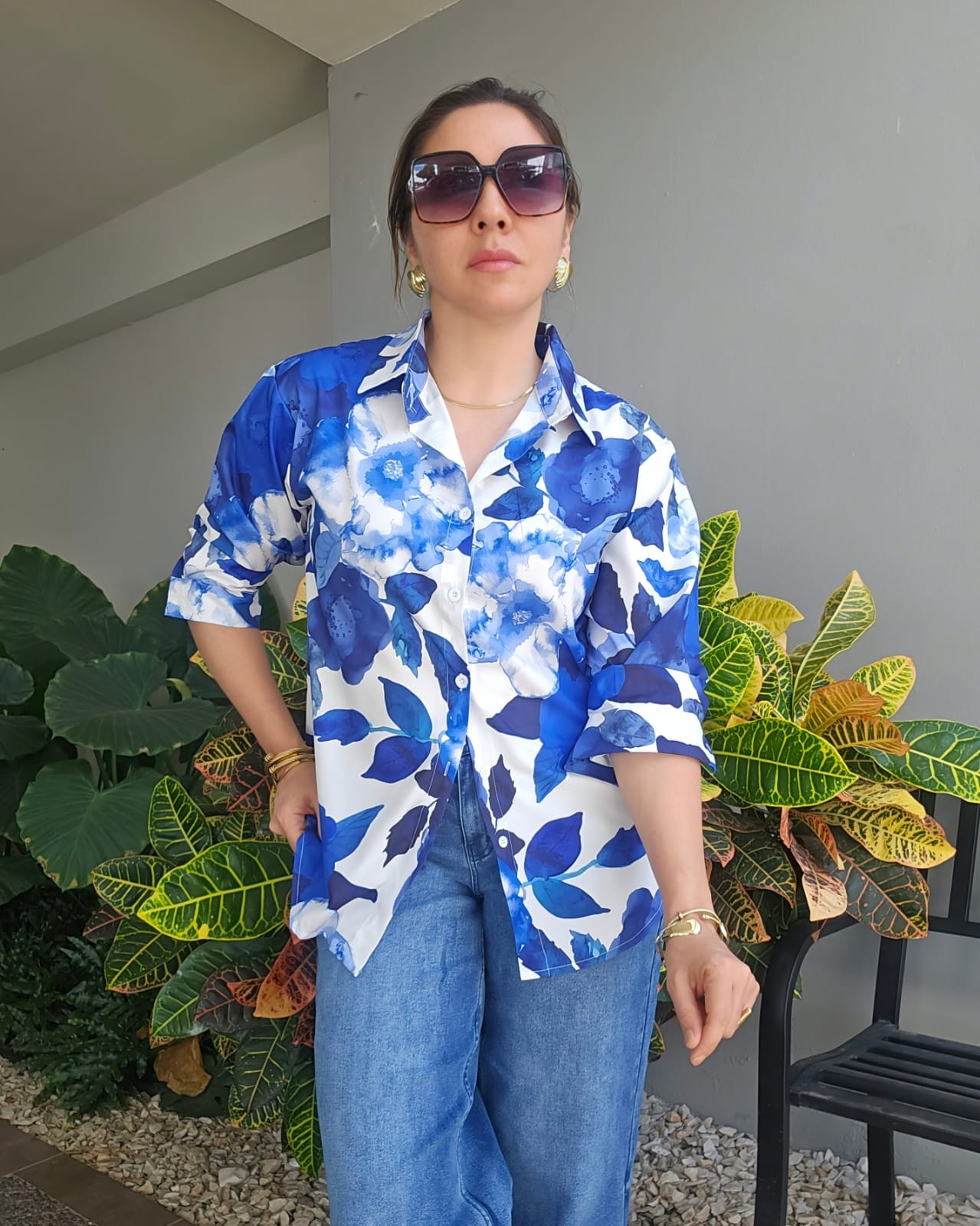 Blusa manga larga estampado floral J 222