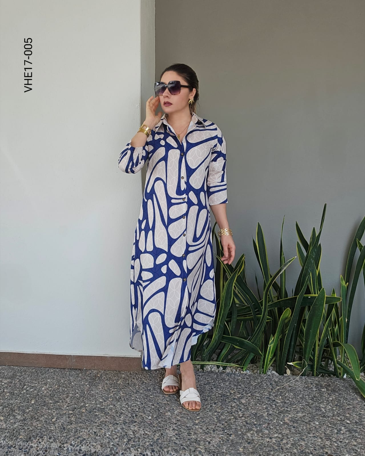 Vestido camisero mide diseño abstracto P 005