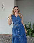 Vestido midi de mezclilla con cinturón X 424
