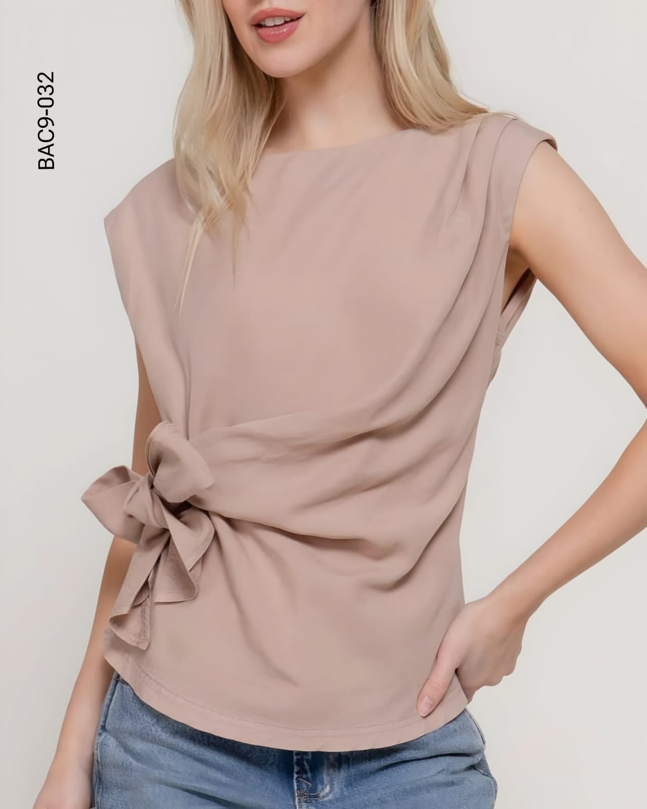 Blusa drapeada con lazo lateral I 032