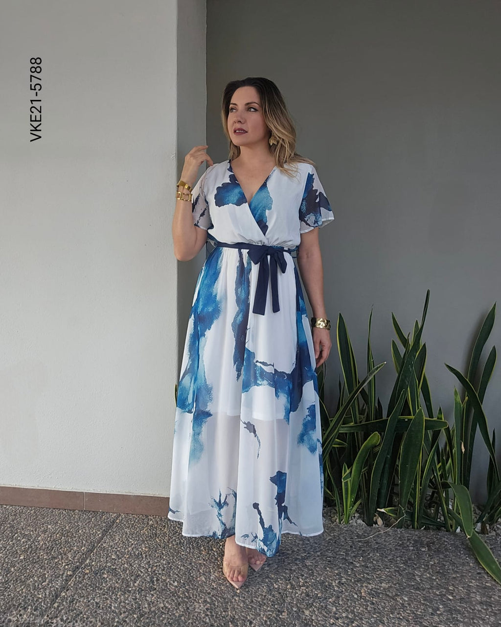 Vestido maxi estampado acuarela U 5788