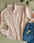 Blusa manga larga a rayas bordado floral M 4204