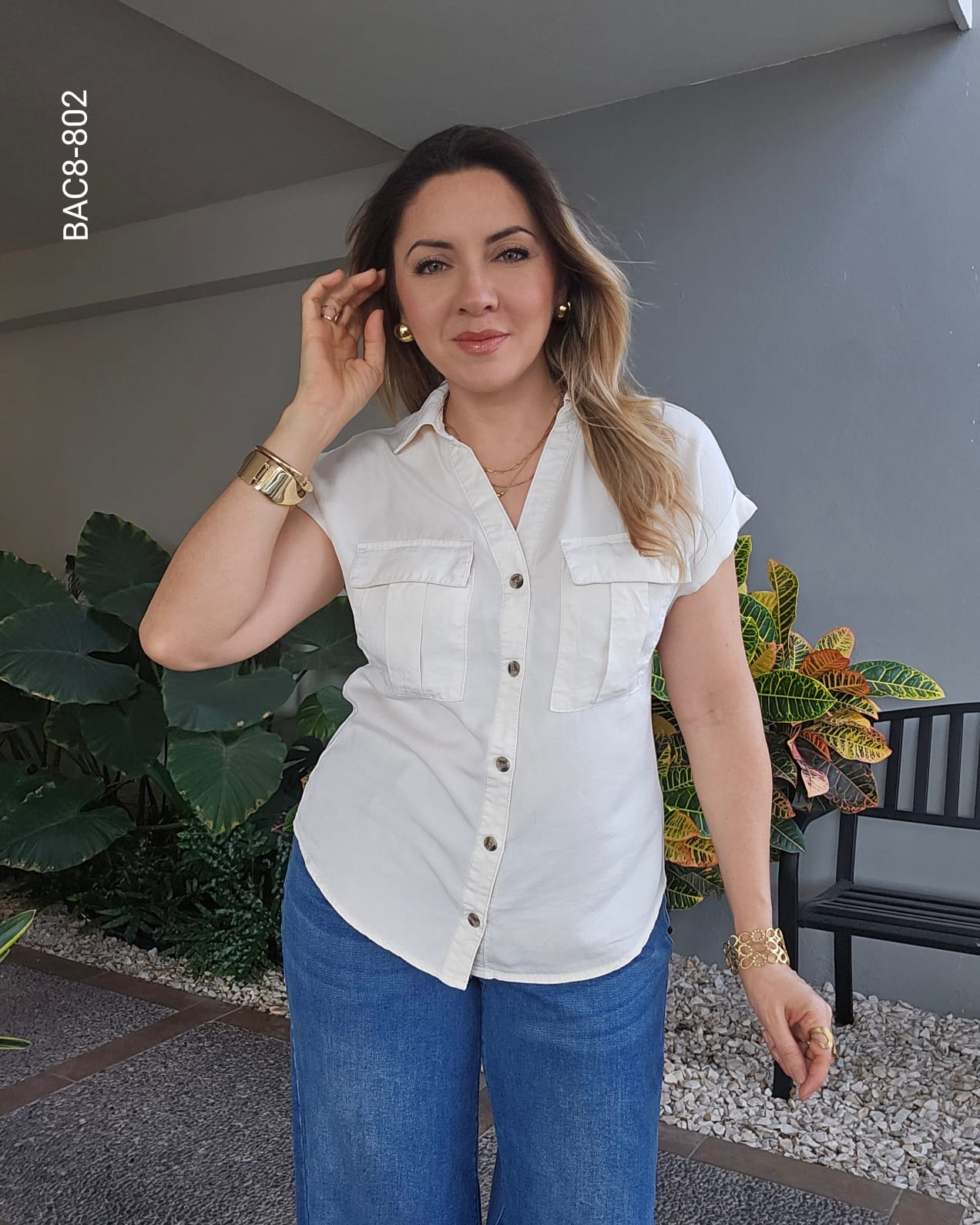 Blusa camisera bolsas frontales H 802