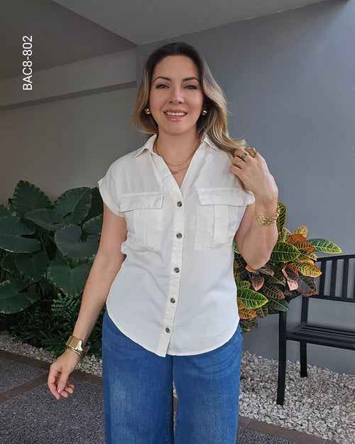 Blusa camisera bolsas frontales H 802