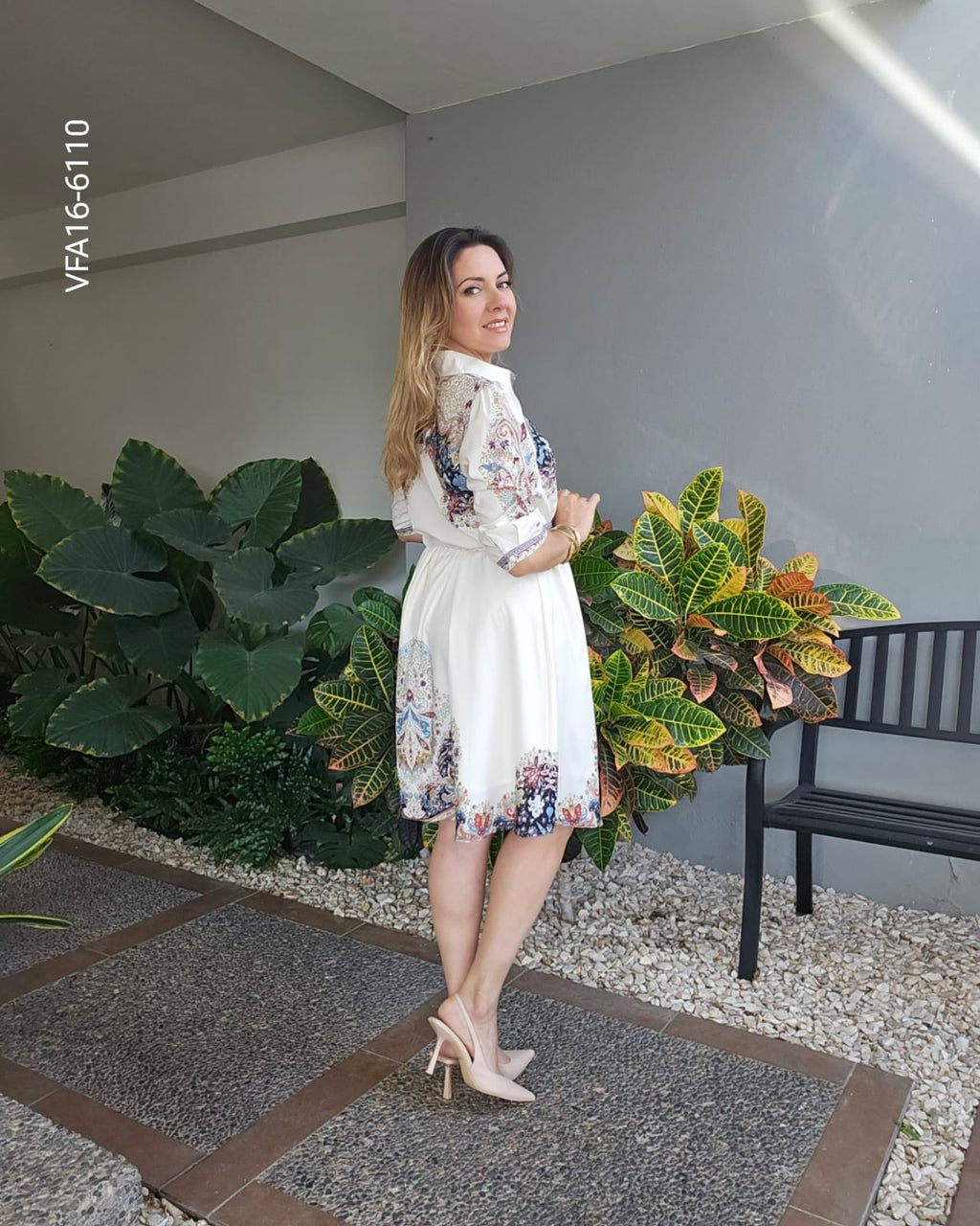 Vestido Camisero con Estampado Ornamental P 6110