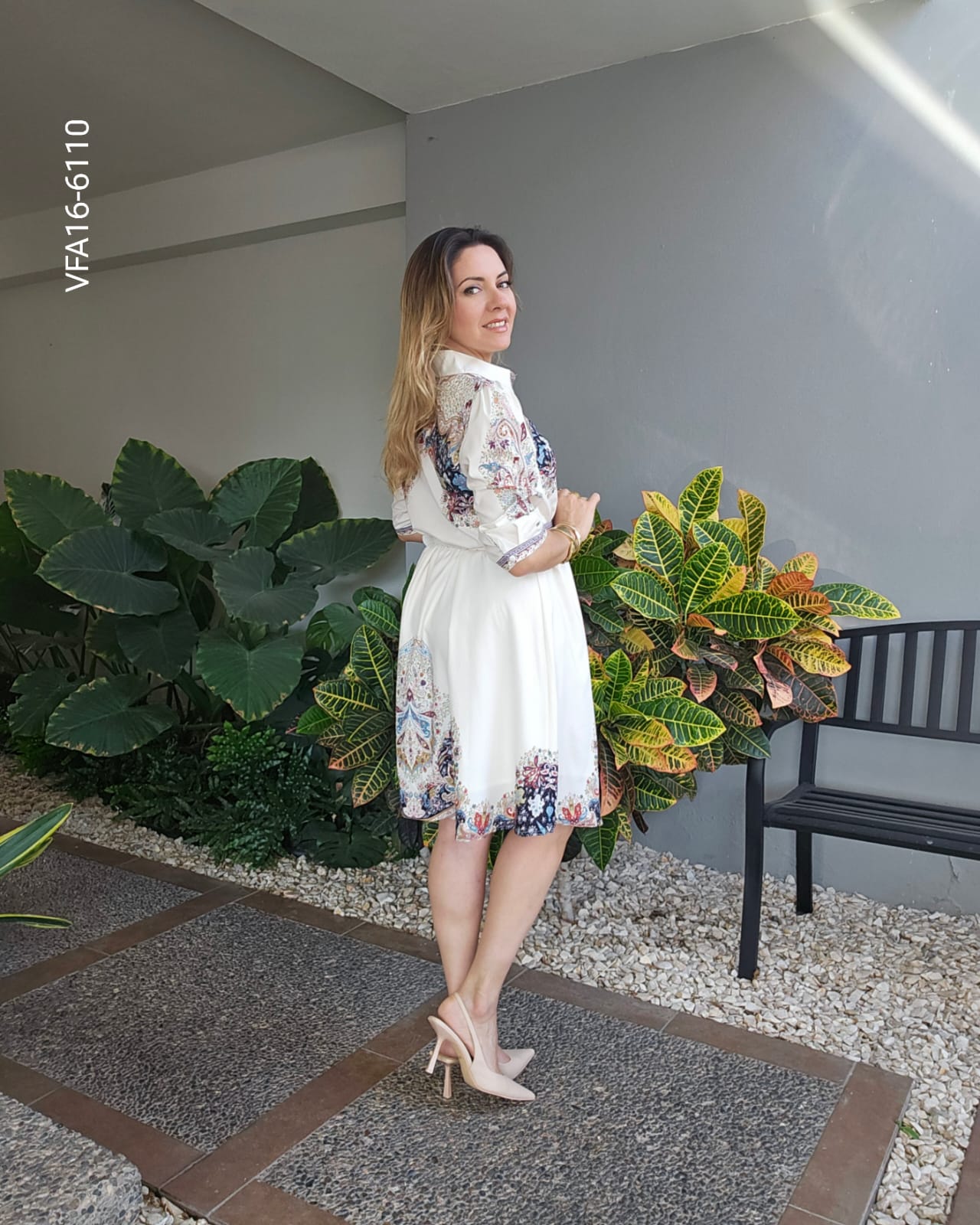 Vestido Camisero con Estampado Ornamental P 6110