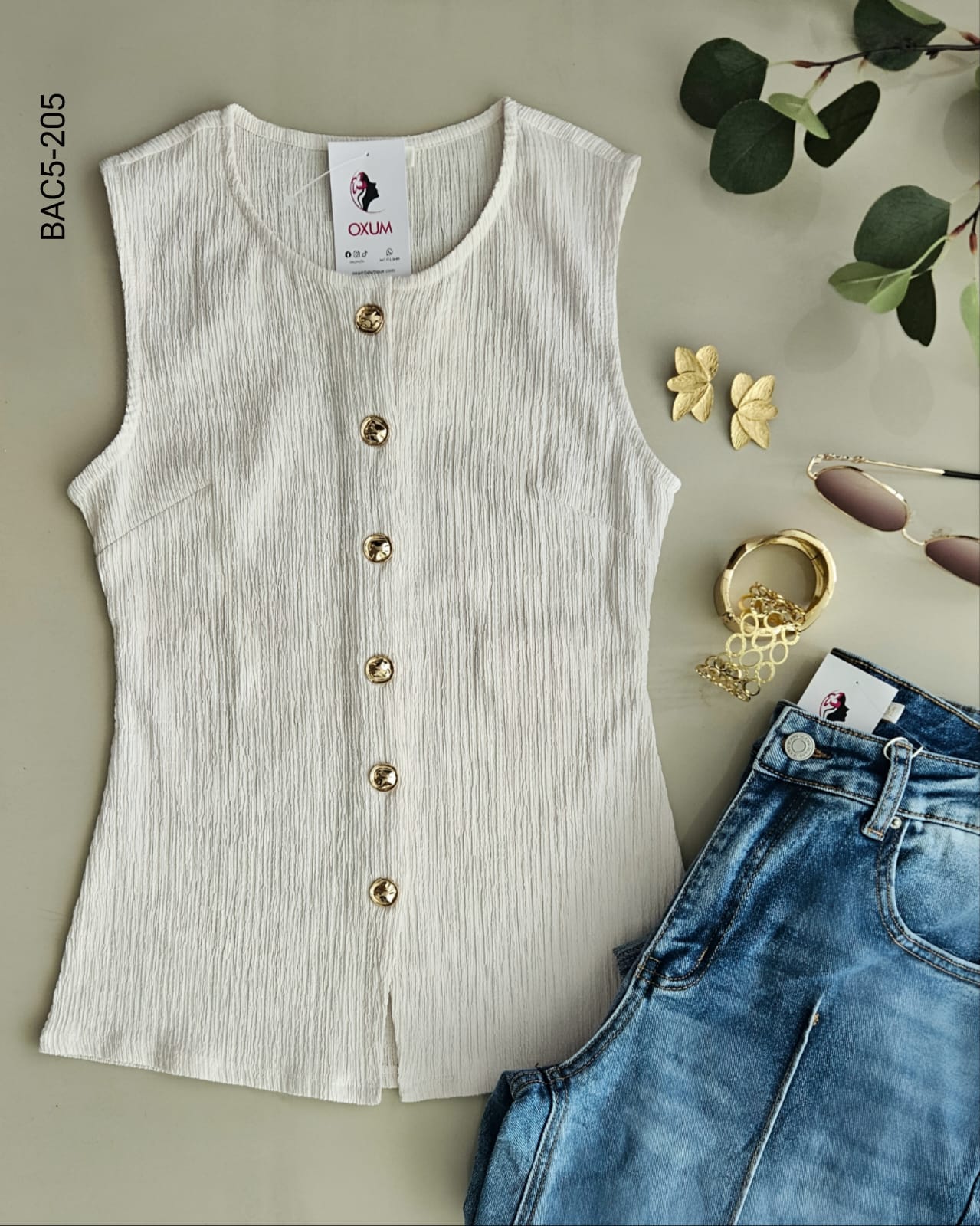 Blusa Tipo Chaleco en Punto Corrugado E 205
