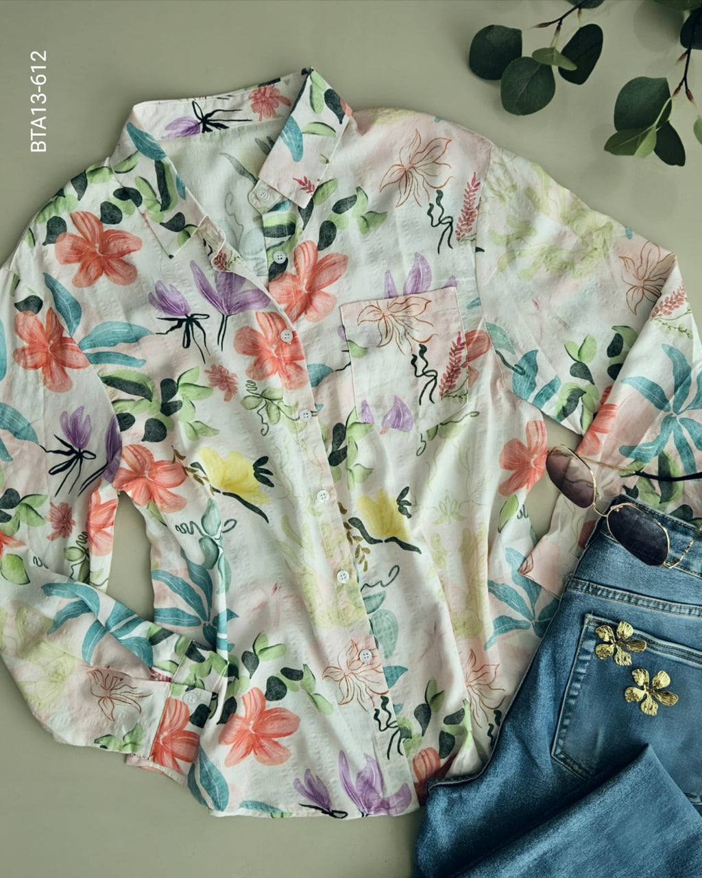 Blusa floral manga larga M 612