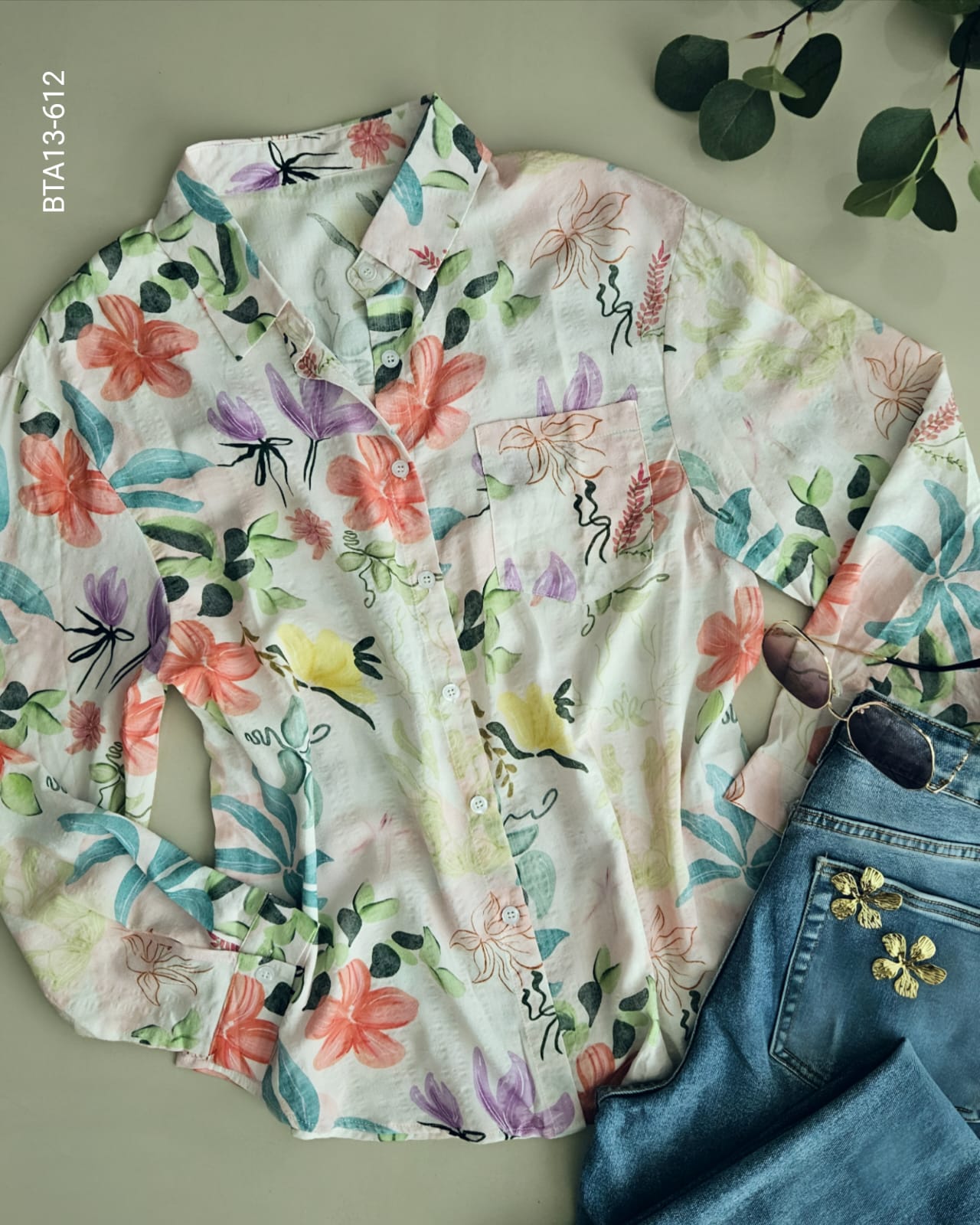 Blusa floral manga larga M 612