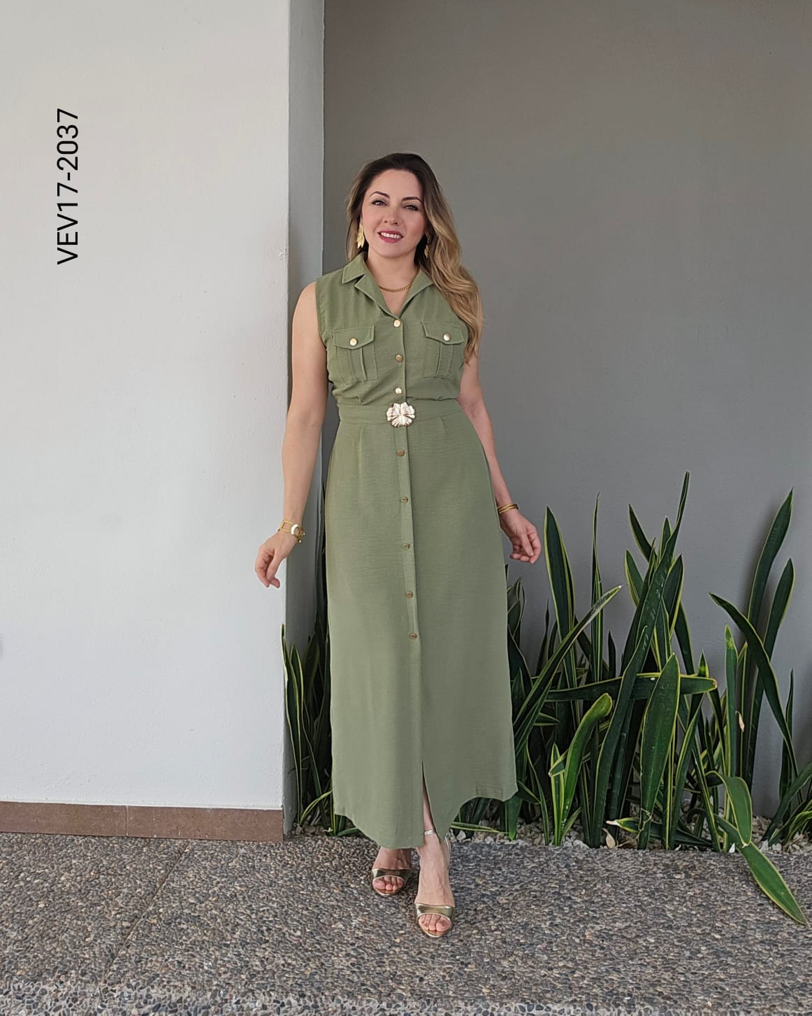 Vestido camisero botonadura frontal completa Q 2037