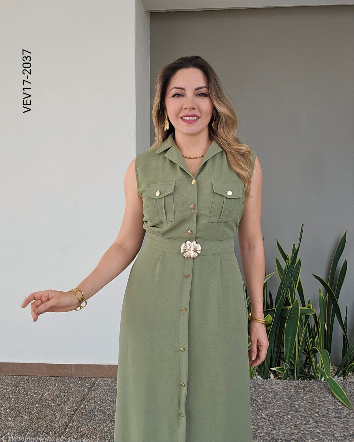 Vestido camisero botonadura frontal completa Q 2037