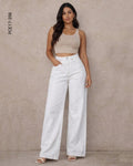 Jeans de corte ancho y tiro alto en color blanco Q 398