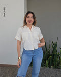 Blusa Corta a Rayas Estilo Casual con Dobladillo en Manga I 892