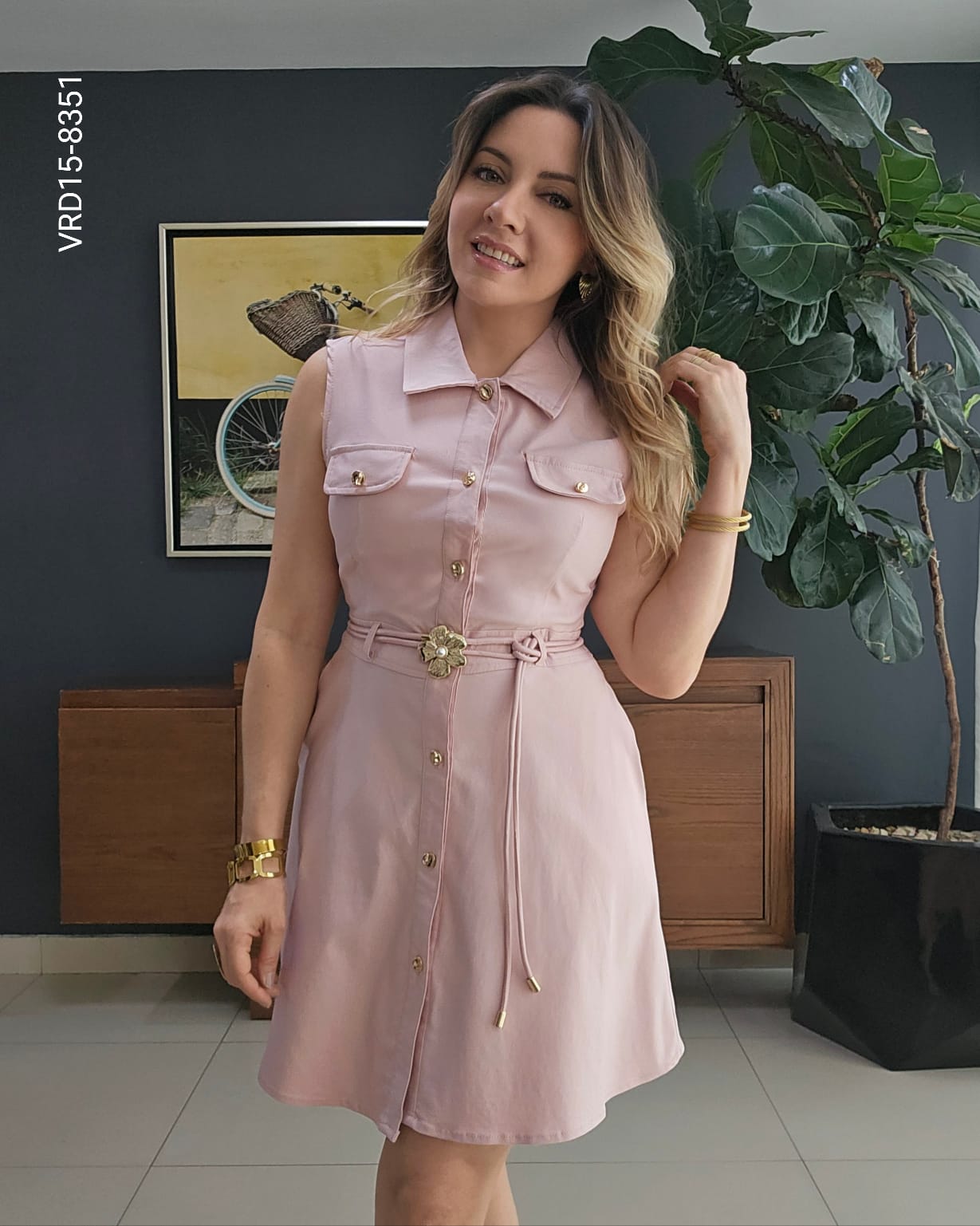 Vestido camisero corto sin mangas O 8351