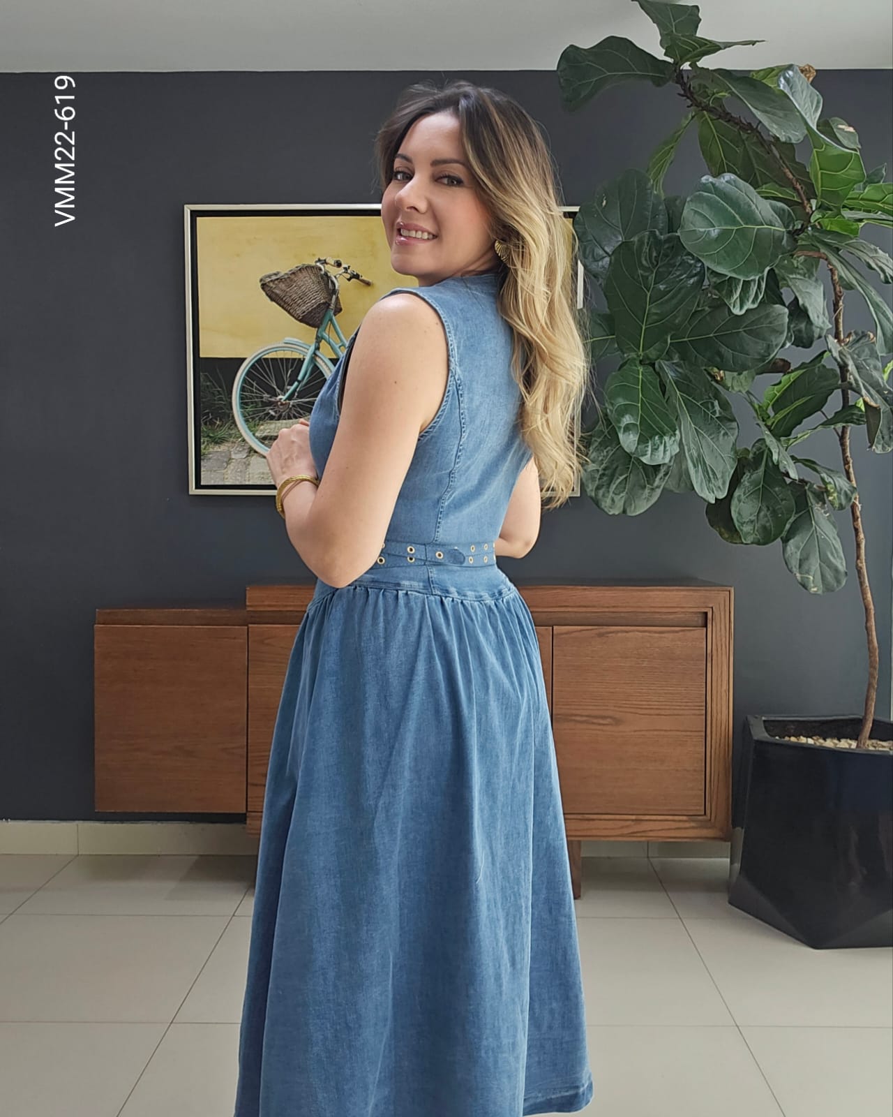 Vestido midi de mezclilla botones frontales V 619
