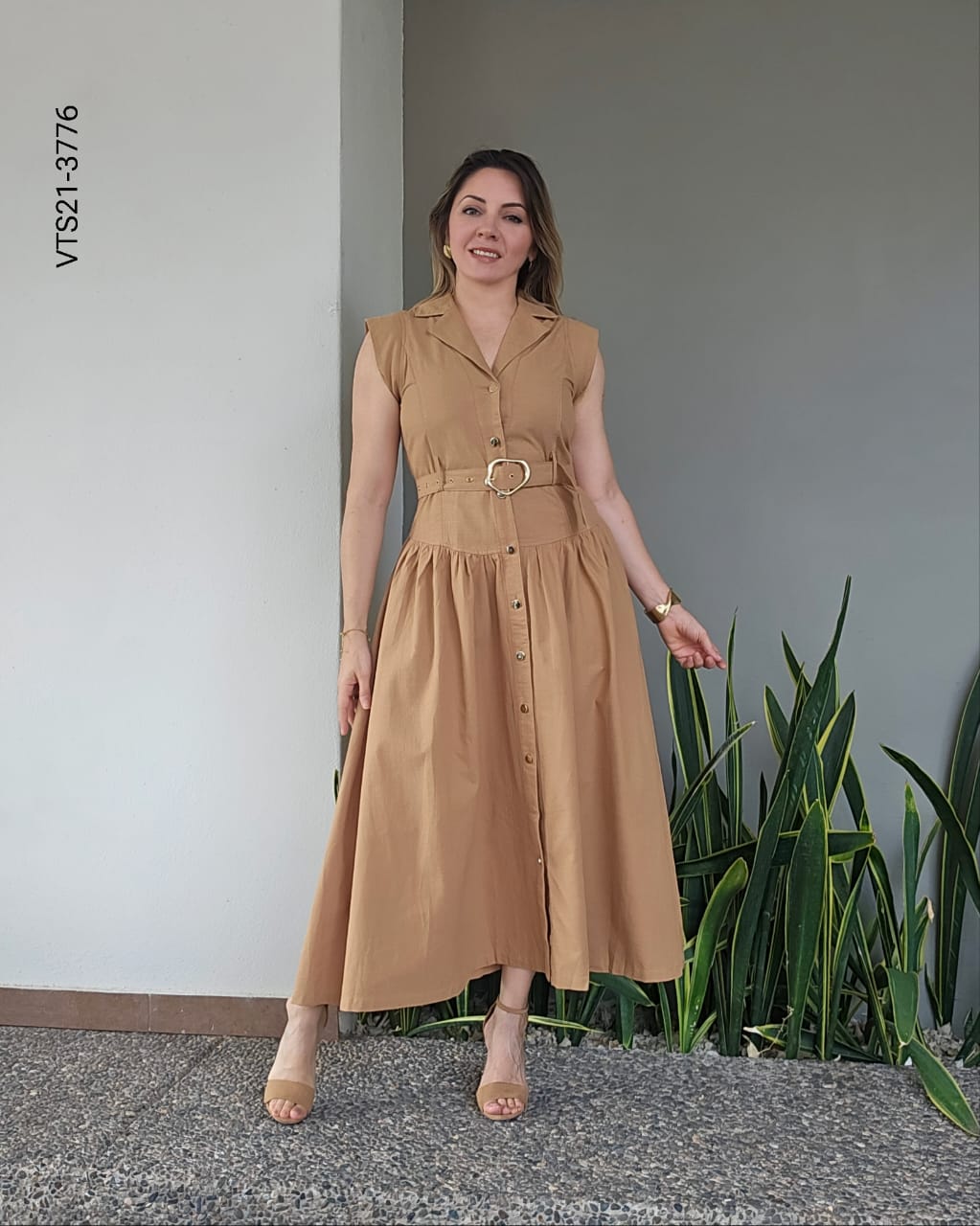 Vestido Camisero Midi con Cinturón U 3776