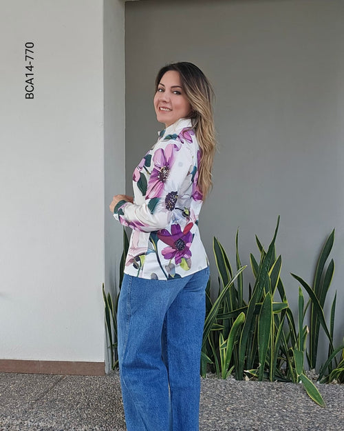 Blusa camisera estampado floral  N 770