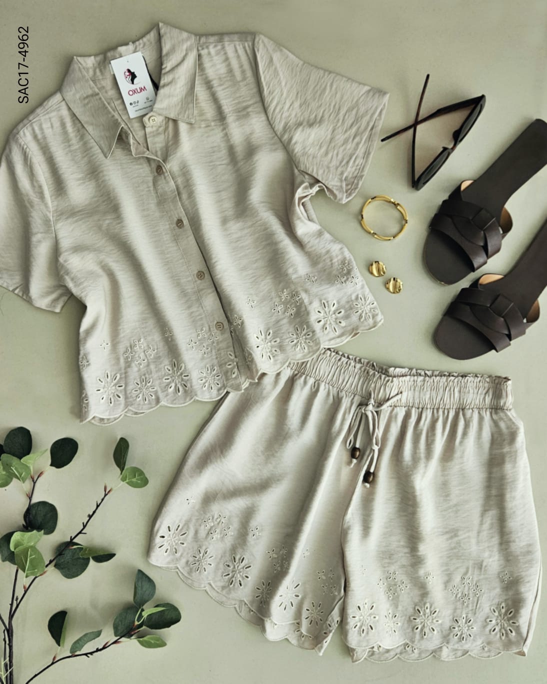 Set de blusa y short detalles bordado Q 4962