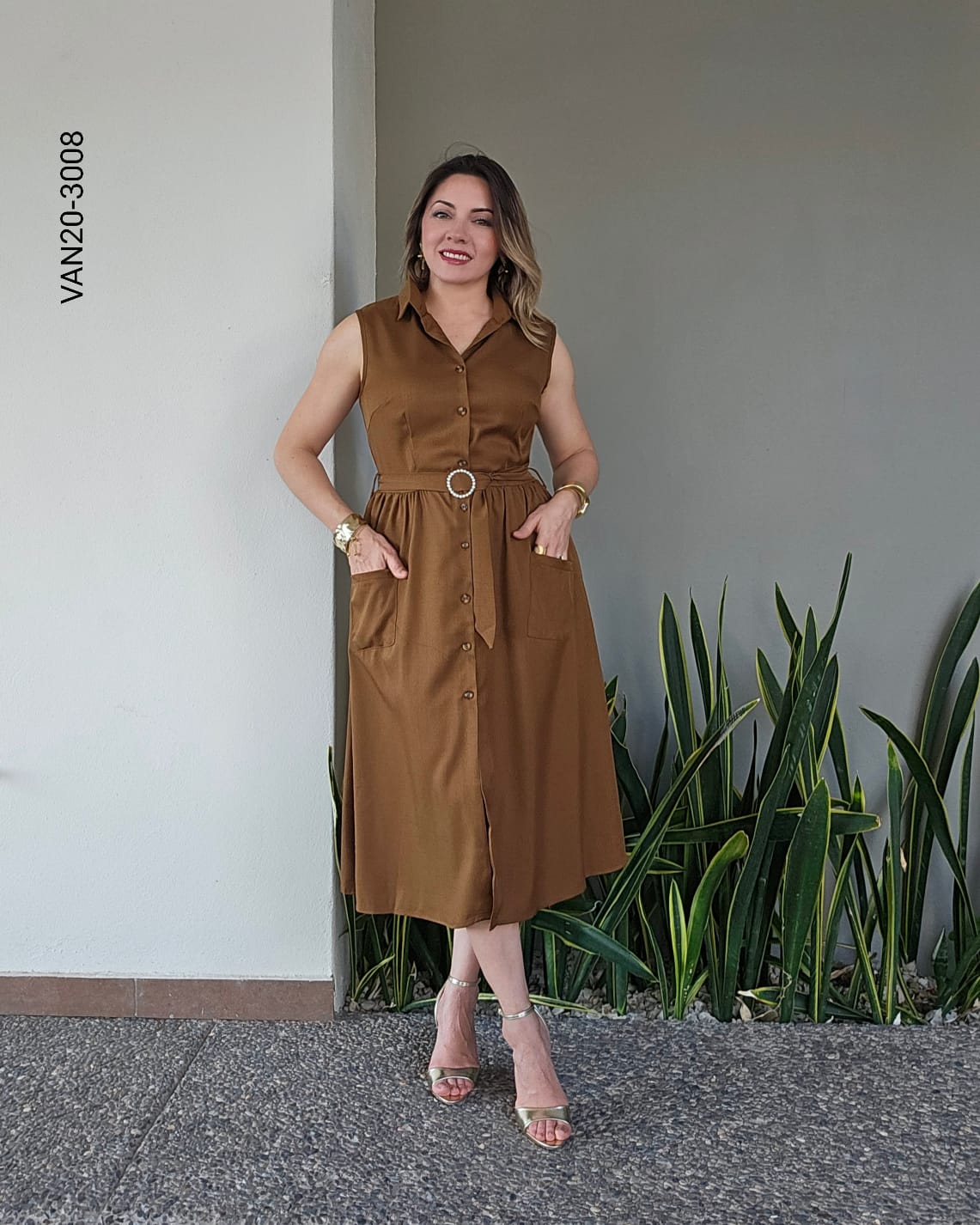 Vestido camisero cuello solapa T 3008