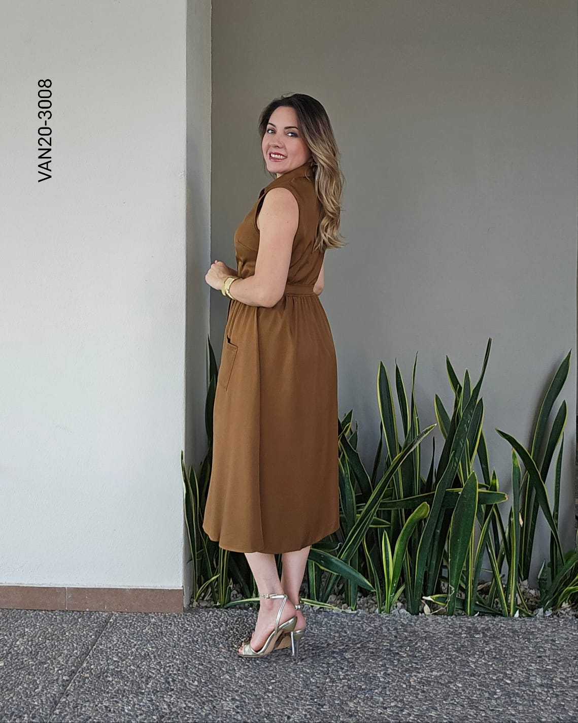 Vestido camisero cuello solapa T 3008