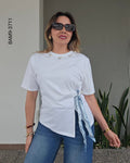 Blusa lazo lateral aplicación de perlas I 3711
