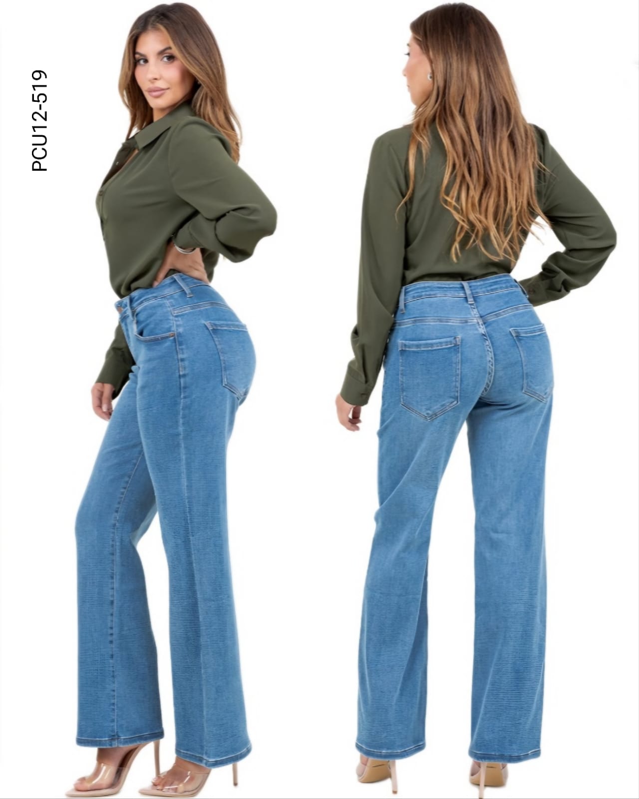 Pantalón de mezclilla wide leg L 519