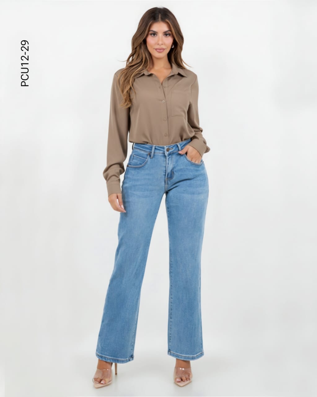 Jeans Wide Leg de Tiro Alto L 29