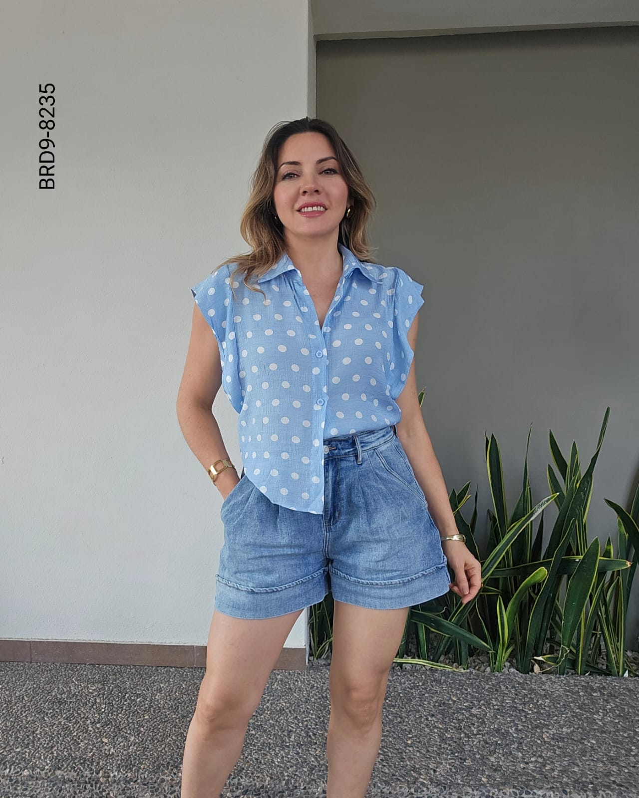 Blusa de lunares corte holgado I 8235