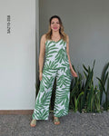 Set estampado tropical blusa tirantes y pantalón O 358