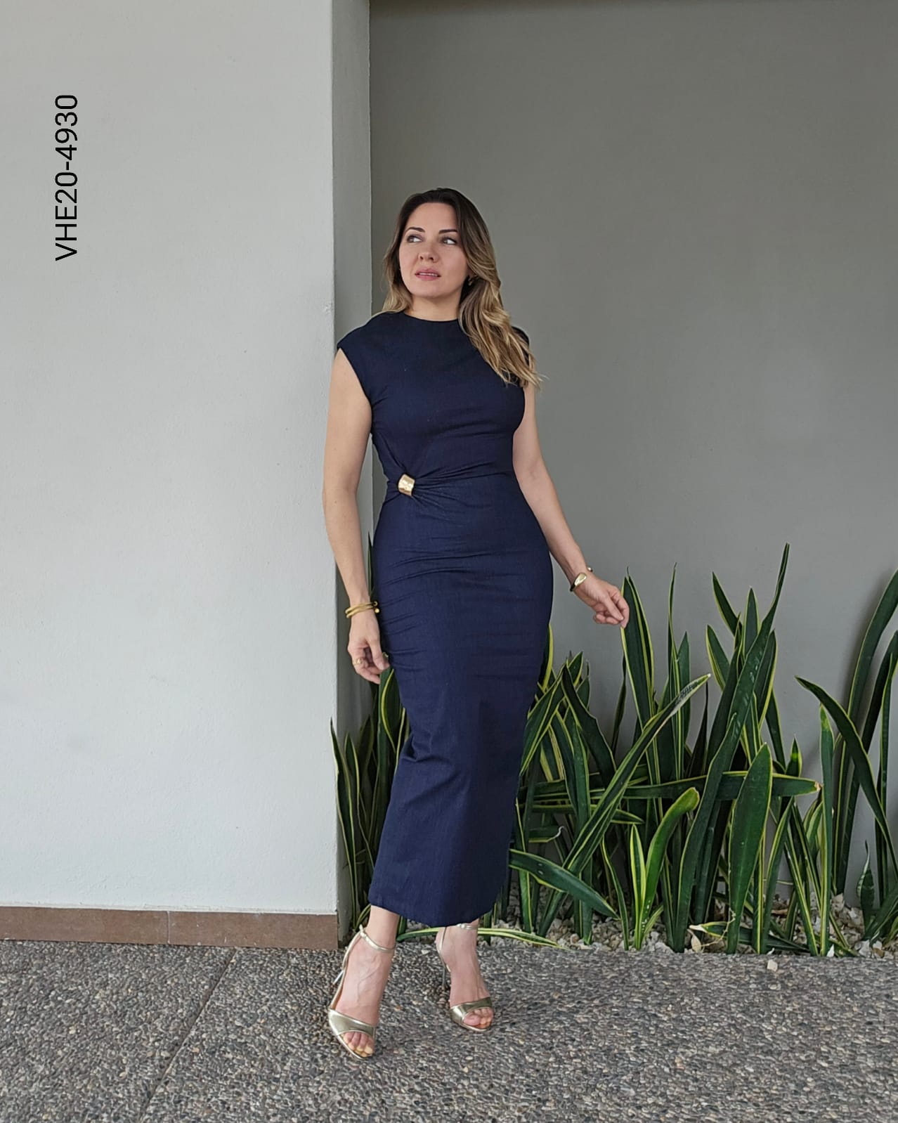 Vestido midi azul mezclilla  T 4930