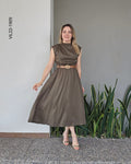 Vestido Midi Satinado cuello alto V 1909