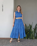 Vestido largo maxi camisero sin mangas Q 4517