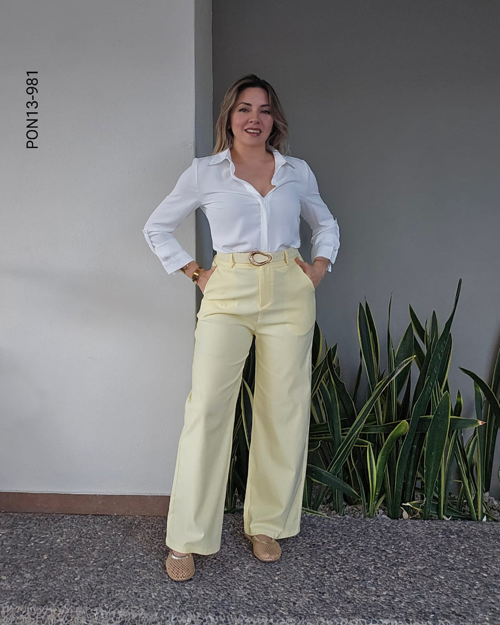 Pantalón Wide Leg Tiro Alto M 981