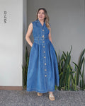 Vestido Maxi Denim cinturón U 22