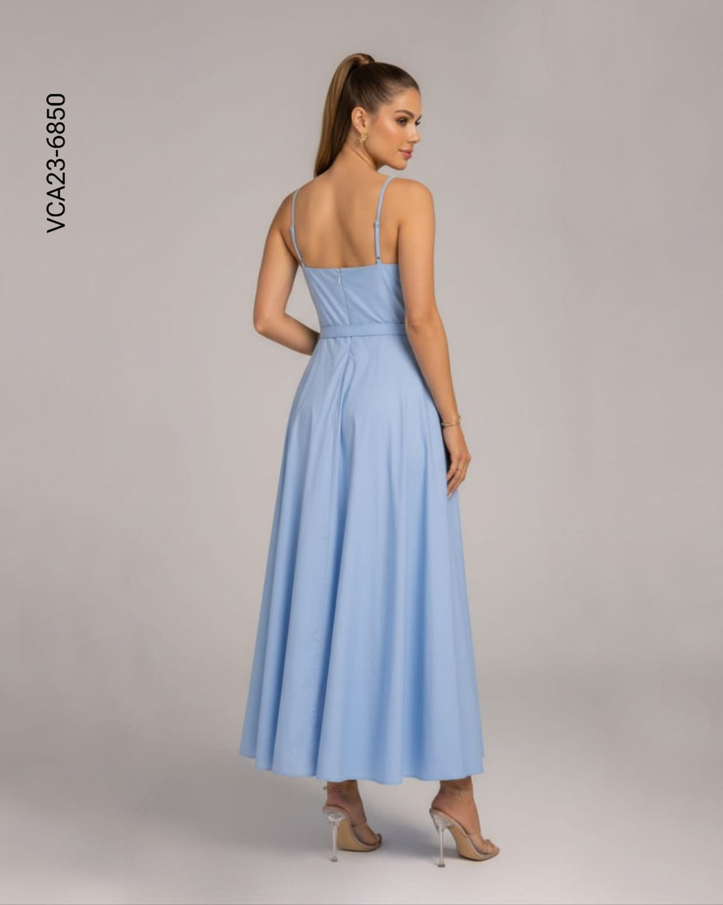 Vestido midi azul tirantes finos W 6850