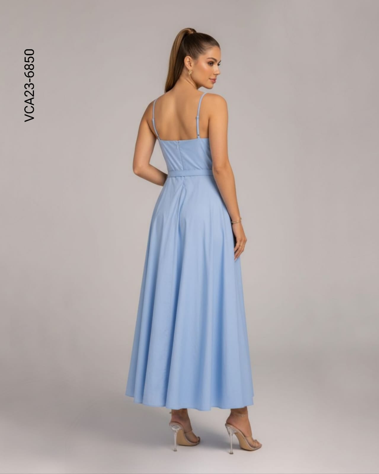 Vestido midi azul tirantes finos W 6850