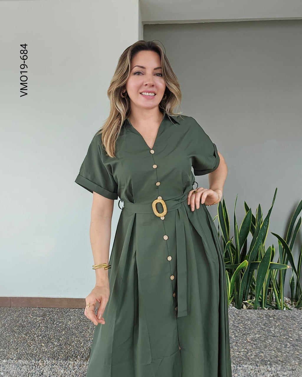 Vestido Camisero Midi con cinto S 684