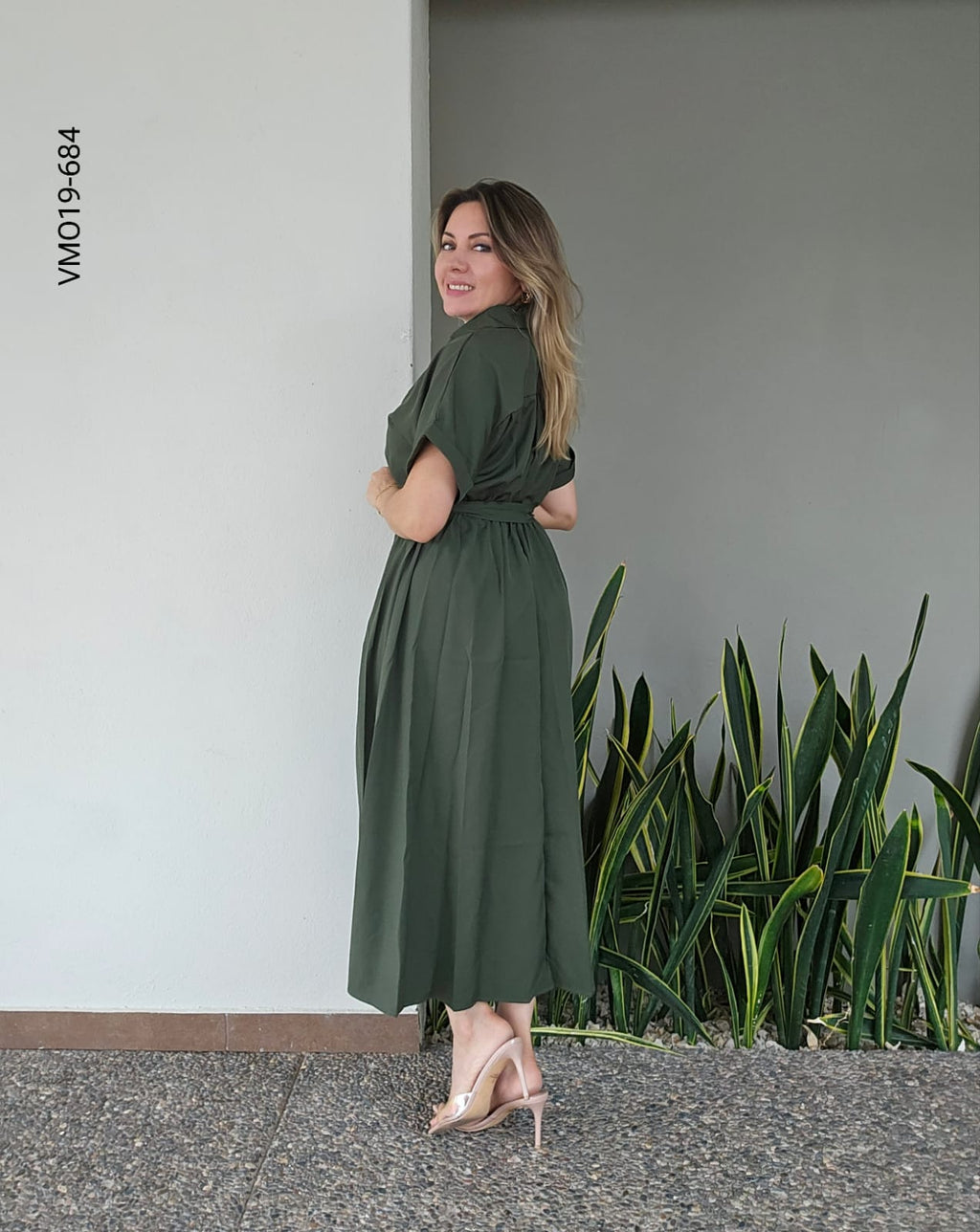 Vestido Camisero Midi con cinto S 684
