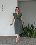 Vestido midi corte cruzado con lazo Q 486