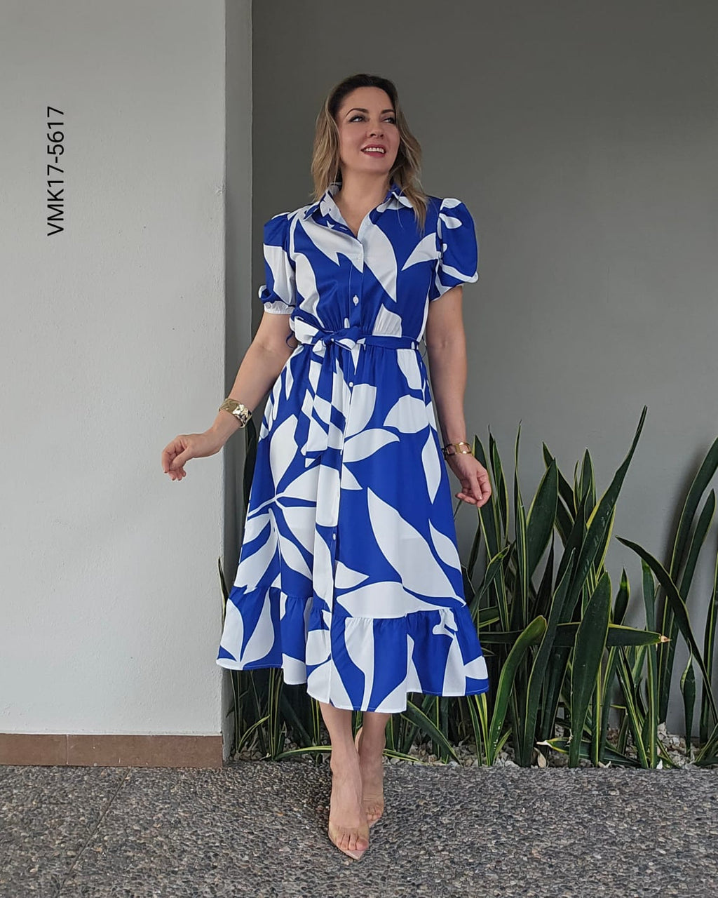 Vestido camisero diseño fresco floral Q 5617
