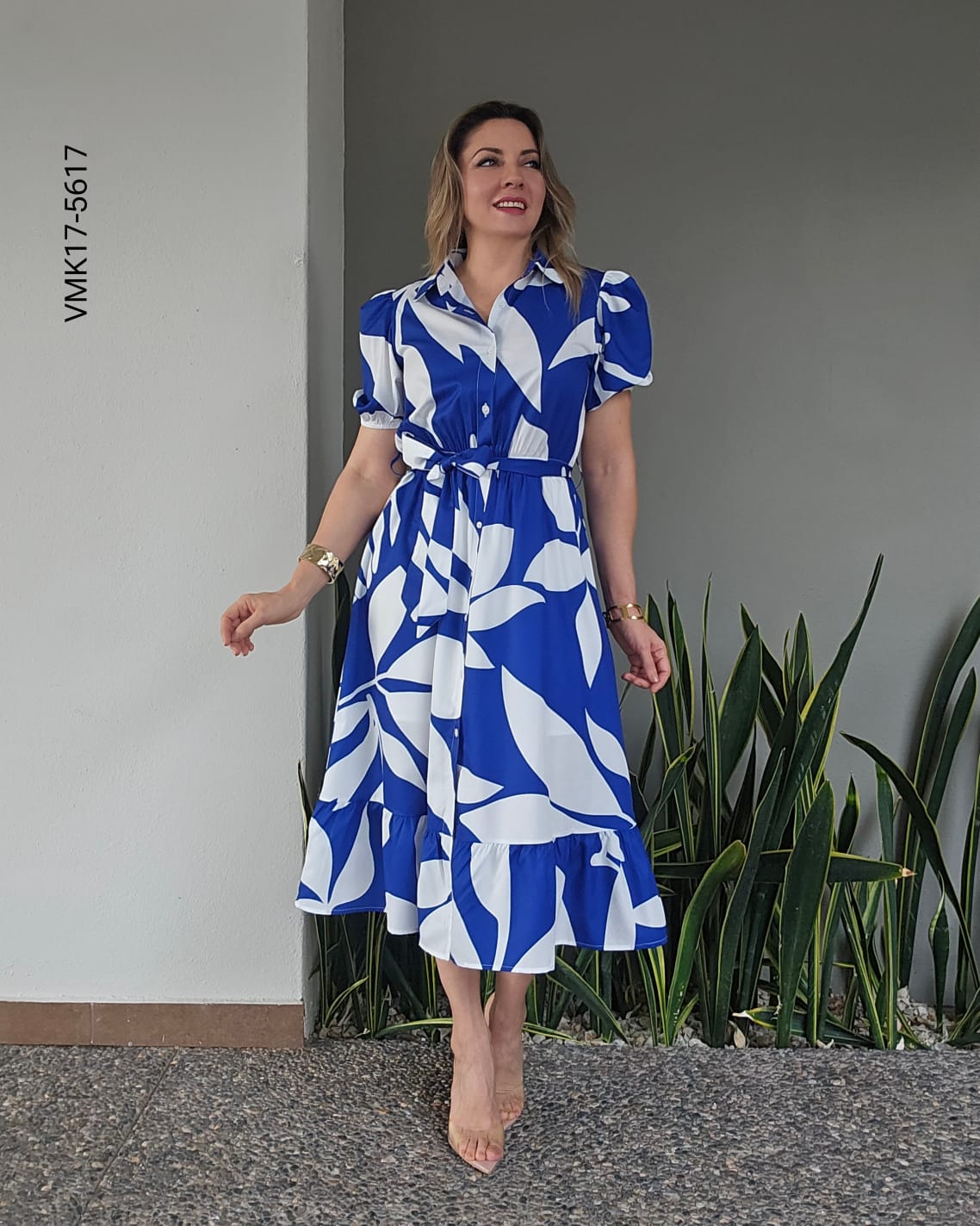 Vestido camisero diseño fresco floral Q 5617