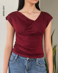 Blusa cuello drapeado escote asimétrico H 2037