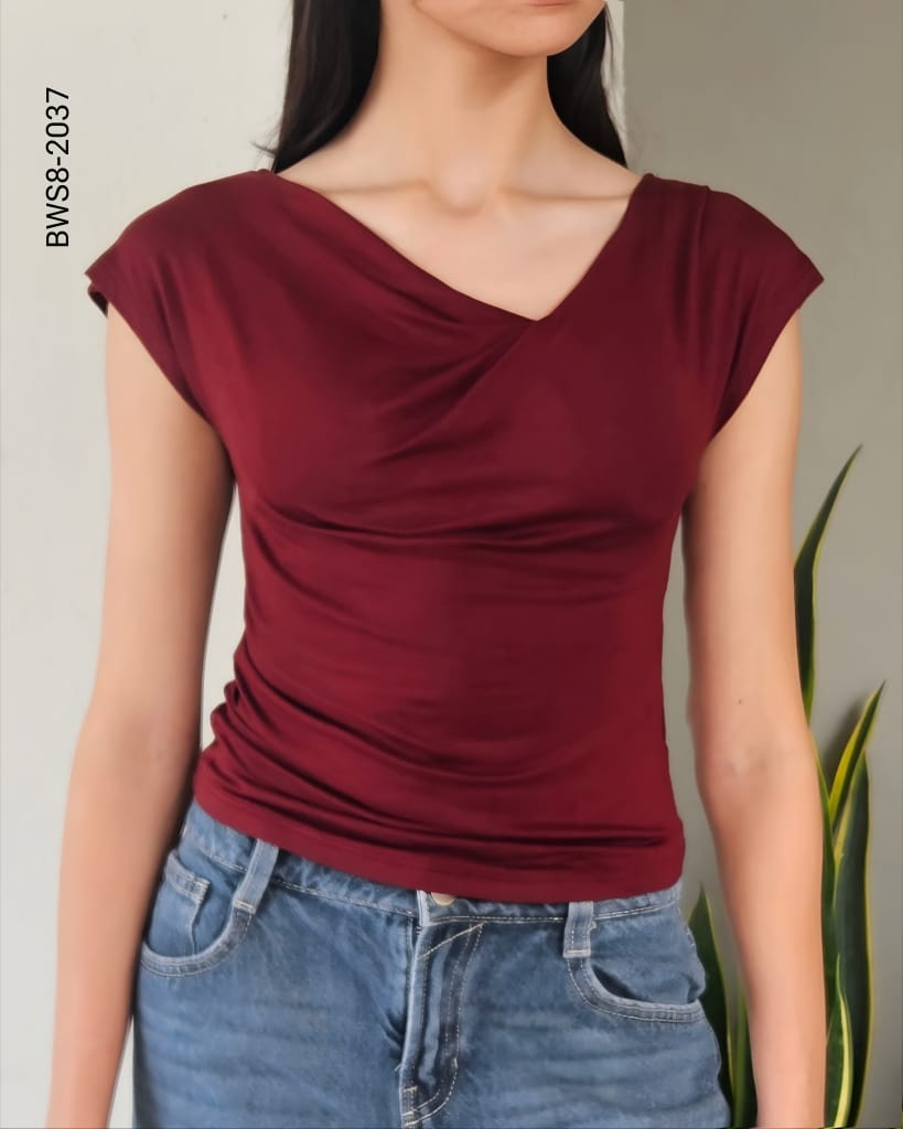 Blusa cuello drapeado escote asimétrico H 2037
