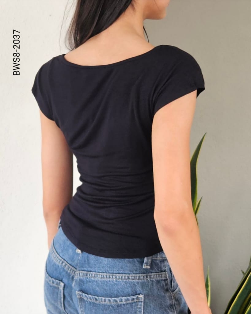 Blusa cuello drapeado escote asimétrico H 2037