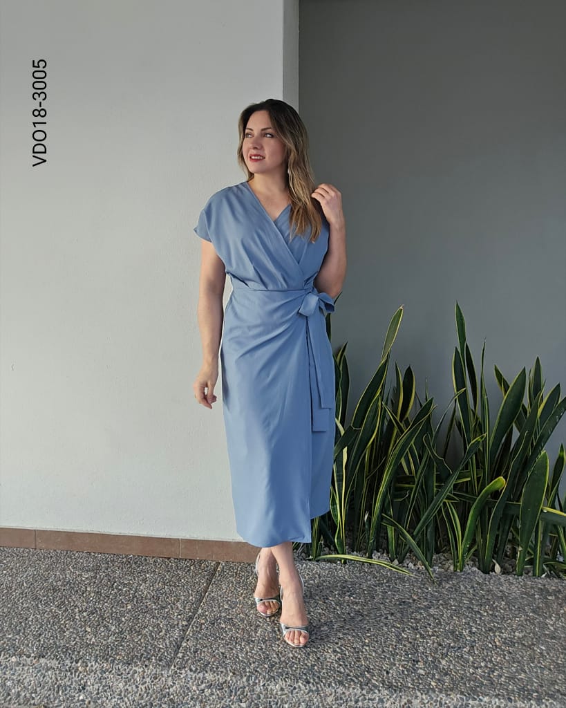Vestido Midi Cruzado con lazo ajustable R 3005