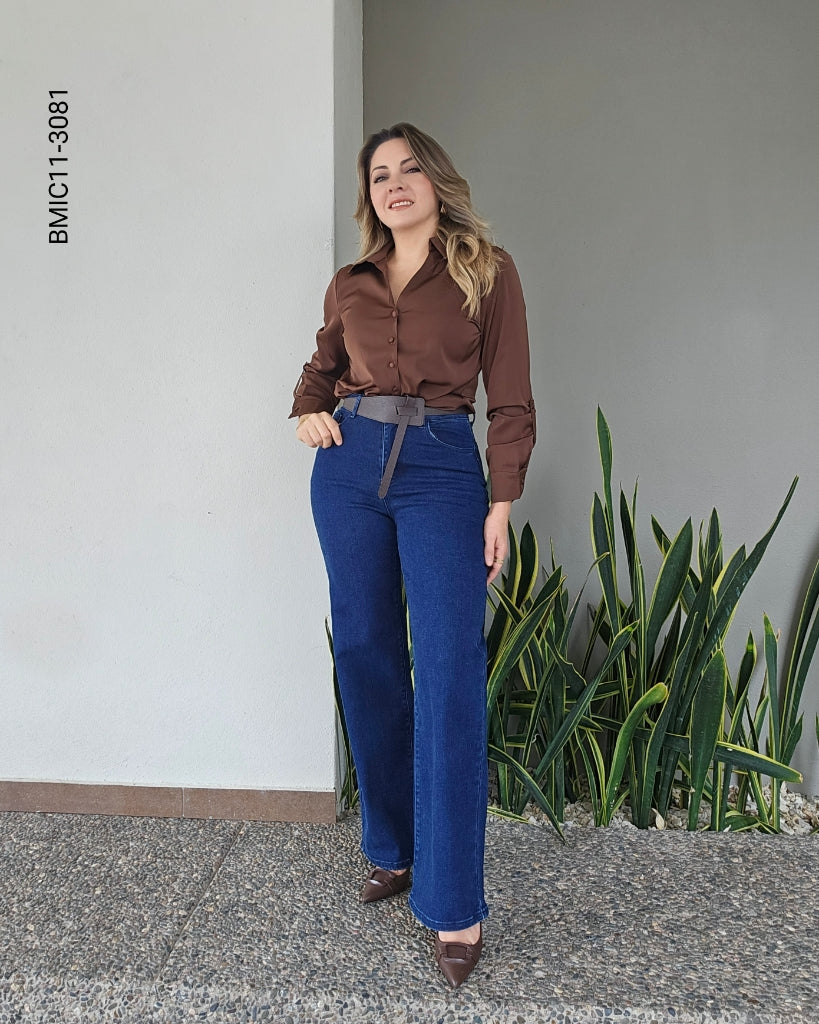 Blusa manga larga satinada K 3081